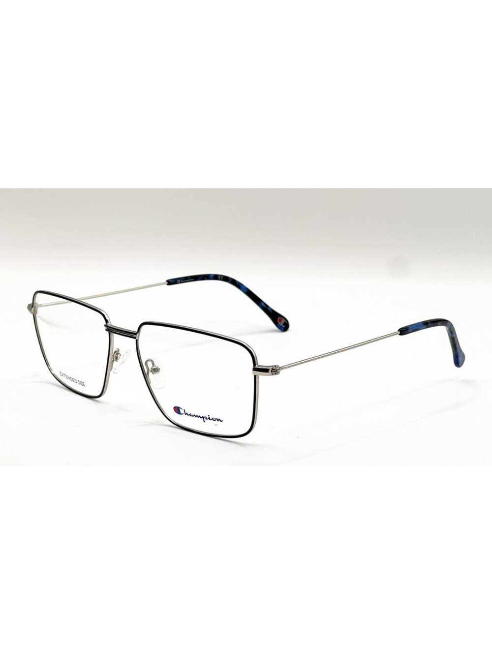 Champion Devon C03 Matte Navy Silver Rectangle Eyeglass Frames 59-17-155